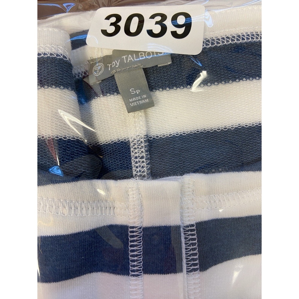 T by Talbots Dress Womens SP Blue White Stripe Drawstring Waist Pocket Knit Casu - Picture 11 of 11